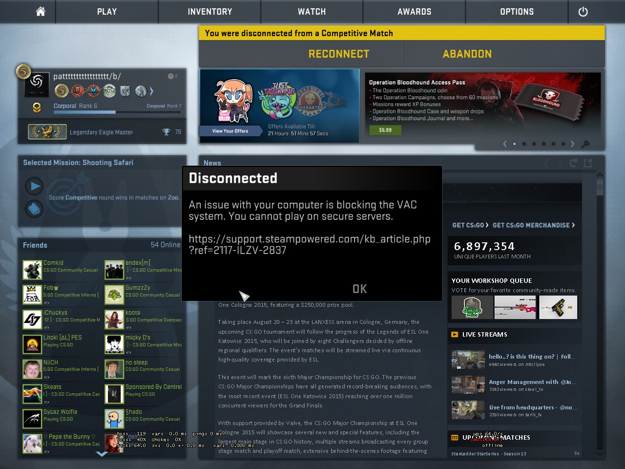 You cannot play on secure servers steam jw